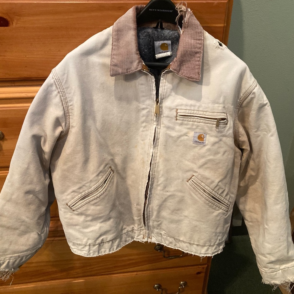 Carhartt Cream Bomber Jacket with Brown Accents
